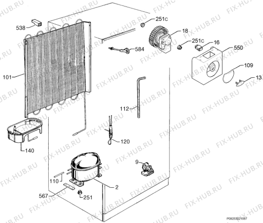 Взрыв-схема холодильника Arthurmartinelux ARA3335 - Схема узла Cooling system 017